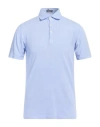 Rossopuro Man Polo Shirt Sky Blue Size 3 Cotton In Purple