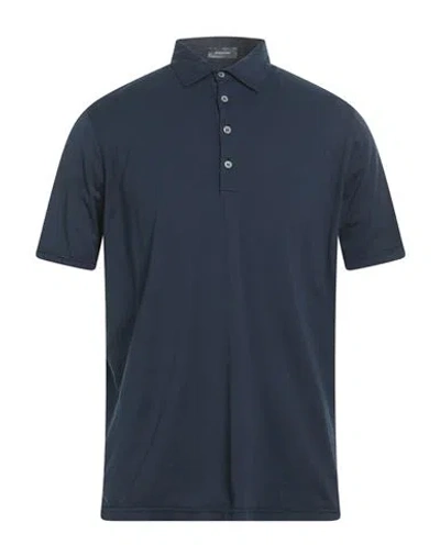 Rossopuro Man Polo Shirt Navy Blue Size 6 Cotton