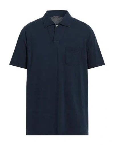 Rossopuro Man Polo Shirt Navy Size 7 Cotton
