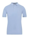 Rossopuro Man Polo Shirt Sky Blue Size 3 Cotton In Purple