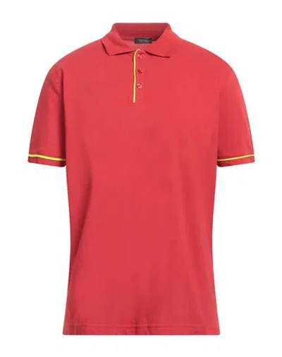Rossopuro Man Polo Shirt Tomato Red Size 7 Cotton