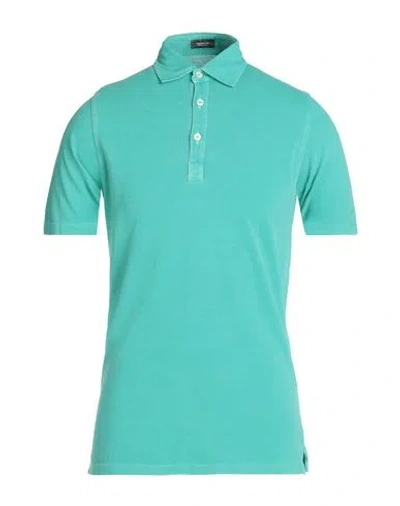 Rossopuro Man Polo Shirt Turquoise Size 2 Cotton In Blue