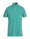Rossopuro Man Polo Shirt Turquoise Size 4 Cotton In Blue