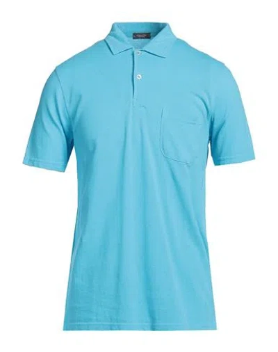 Rossopuro Man Polo Shirt Turquoise Size 5 Cotton In Blue