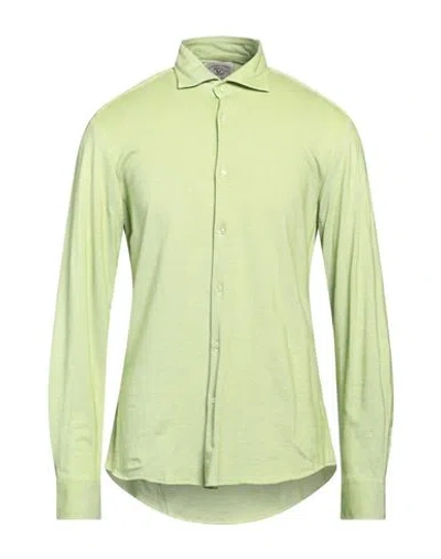 Rossopuro Man Shirt Acid Green Size 16 Cotton, Linen