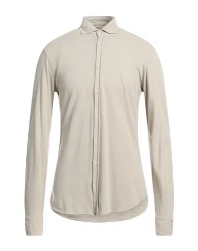 Rossopuro Man Shirt Beige Size 16 Cotton, Elastane