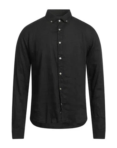 Rossopuro Man Shirt Black Size 16 Linen