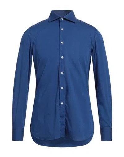 Rossopuro Man Shirt Blue Size 16 Cotton