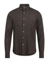 Rossopuro Man Shirt Chocolate Brown Size 15 ½ Linen