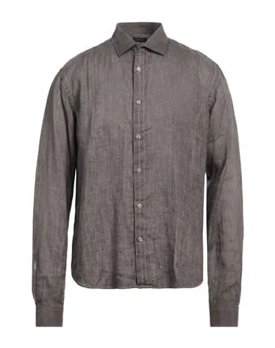 Rossopuro Man Shirt Dark Brown Size 17 Linen
