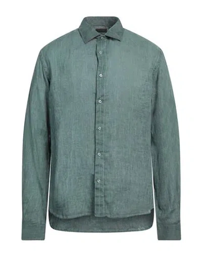 Rossopuro Man Shirt Deep Jade Size 17 Linen In Green