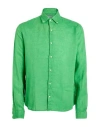Rossopuro Man Shirt Green Size 15 ¾ Linen
