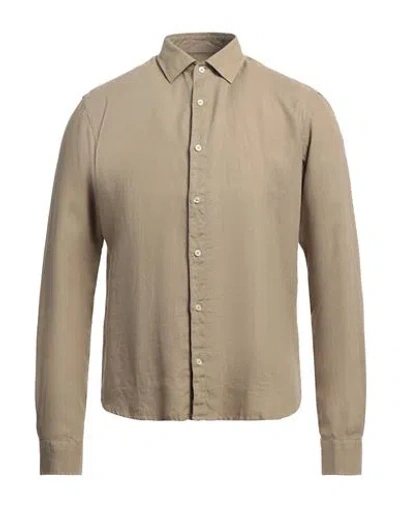 Rossopuro Man Shirt Khaki Size 17 ¾ Linen In Beige