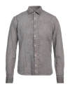 Rossopuro Man Shirt Lead Size 15 ½ Linen In Grey