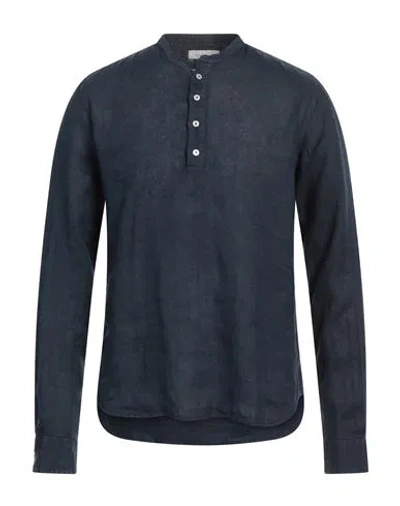 Rossopuro Man Shirt Midnight Blue Size 16 Linen