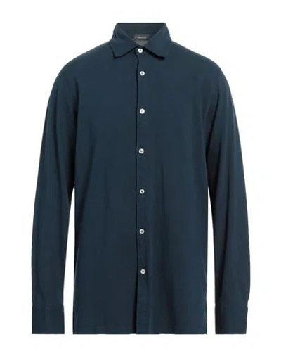 Rossopuro Man Shirt Midnight Blue Size 6 Cotton