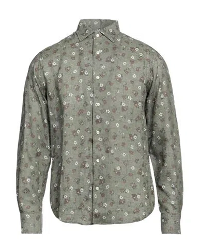 Rossopuro Man Shirt Military Green Size 17 Linen