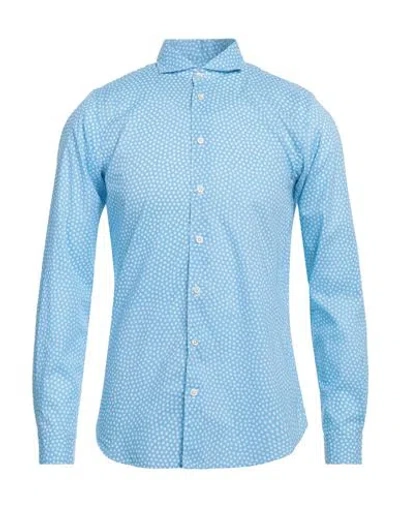 Rossopuro Man Shirt Sky Blue Size M Cotton
