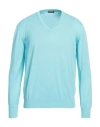 Rossopuro Man Sweater Azure Size 4 Cotton In Blue