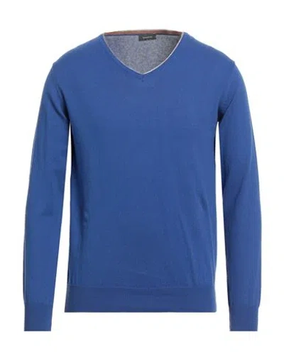 Rossopuro Man Sweater Bright Blue Size 4 Cotton