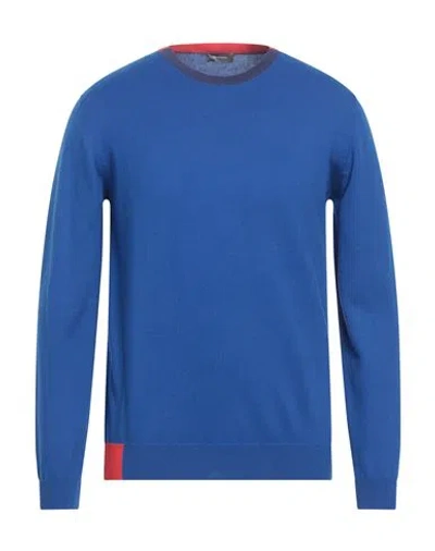 Rossopuro Man Sweater Bright Blue Size 4 Cotton