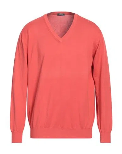 Rossopuro Man Sweater Coral Size 7 Cotton In Red