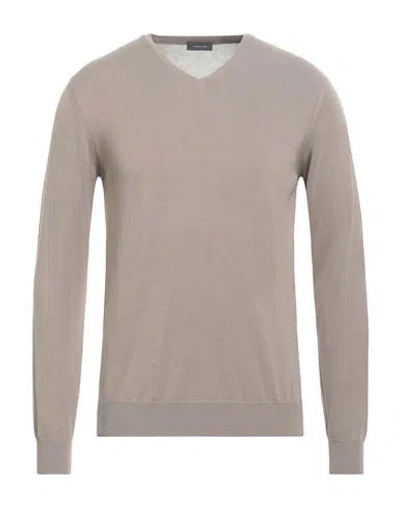 Rossopuro Man Sweater Khaki Size 40 Cotton In Brown