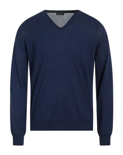 Rossopuro Man Sweater Navy Blue Size 4 Cotton