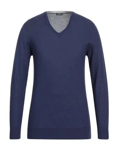 Rossopuro Man Sweater Navy Blue Size 4 Cotton