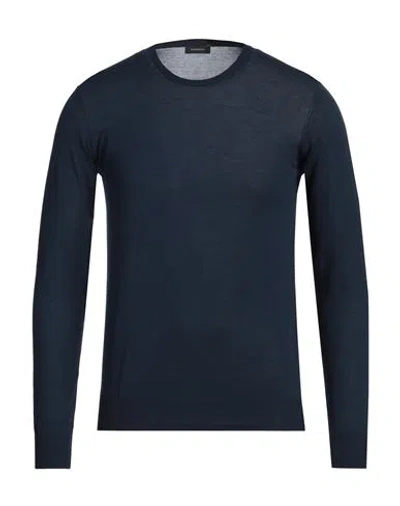 Rossopuro Man Sweater Navy Size 7 Cotton In Blue
