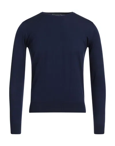 Rossopuro Man Sweater Navy Blue Size 8 Cotton