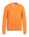 Rossopuro Man Sweater Orange Size 3 Cotton
