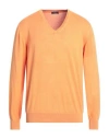 Rossopuro Man Sweater Orange Size 6 Cotton