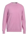 Rossopuro Man Sweater Pink Size 6 Cotton In Purple