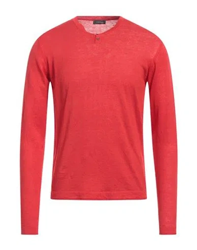 Rossopuro Man Sweater Red Size 4 Linen, Cotton