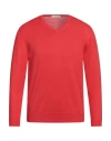 Rossopuro Man Sweater Red Size 7 Cotton