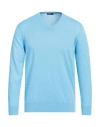Rossopuro Man Sweater Sky Blue Size 4 Cotton In Blue