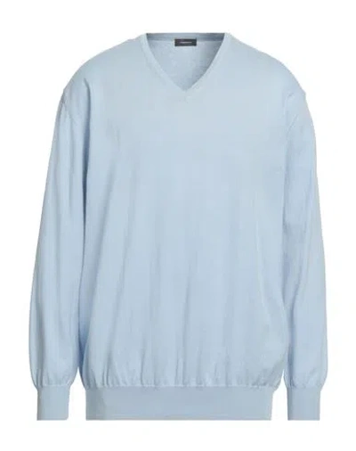 Rossopuro Man Sweater Sky Blue Size 8 Cotton