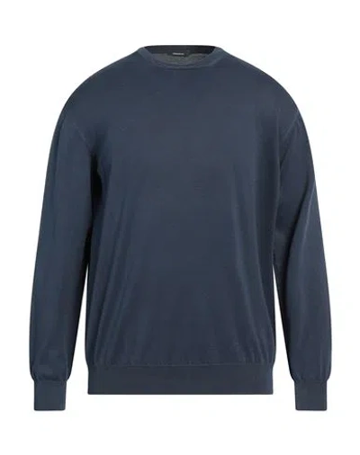 Rossopuro Man Sweater Slate Blue Size 7 Cotton