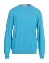 Rossopuro Man Sweater Turquoise Size 6 Cotton In Blue