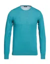 Rossopuro Man Sweater Turquoise Size 7 Cotton In Blue