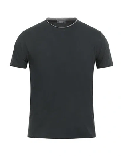 Rossopuro Man T-shirt Black Size 4 Cotton, Elastic Fibres