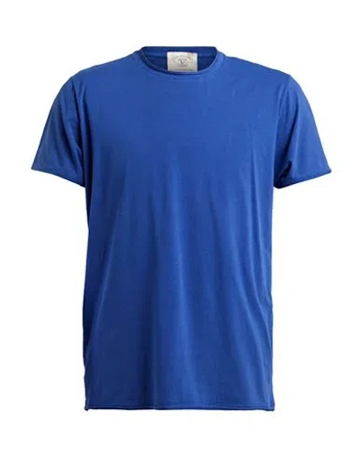 Rossopuro Man T-shirt Blue Size 5 Cotton, Elastic Fibres In Blue