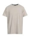 Rossopuro Man T-shirt Taupe Size 5 Cotton, Elastic Fibres In Grey