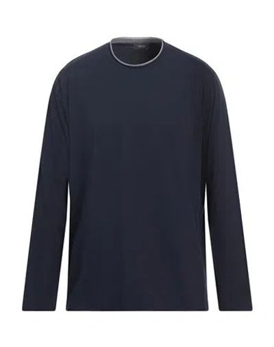 Rossopuro Man T-shirt Navy Size 8 Cotton, Elastic Fibres