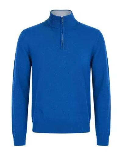 Rossopuro Man Turtleneck Blue Size 42 Wool, Cashmere In Multi