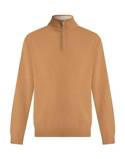 Rossopuro Man Turtleneck Camel Size 42 Wool, Cashmere In Beige
