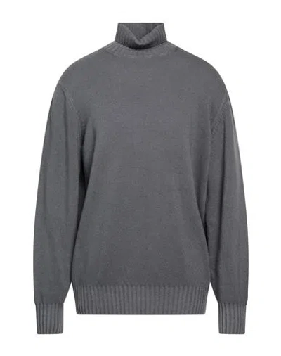 Rossopuro Man Turtleneck Lead Size 6 Wool, Cashmere In Grey
