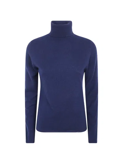 Rossopuro Roll-neck Cashmere Sweater In Blue