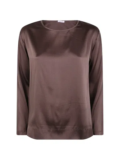 Rossopuro Satin-finish Long-sleeve Sweater In Brown